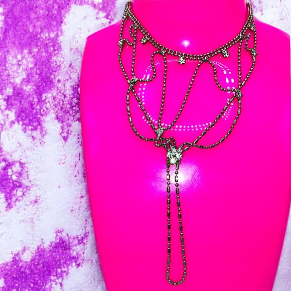 Rhinestone Silver-Tone Chain Hand Chain Link Finger Ring Bracelet! - Picture 9 of 14